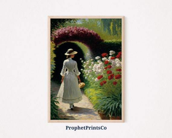 Summer Garden Painting Print Flower Garden Wall Art Inspired By Monet Farmhouse Home Dcor Wall Art Digitial