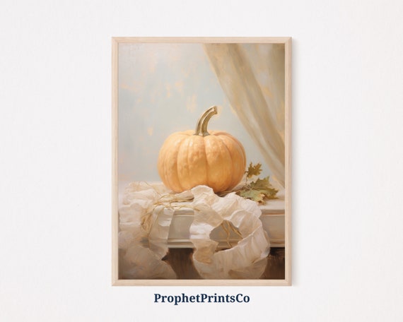 Boho Pumpkin Print Rustic Autumn Wall Art Soft Tonal Fall Wall Art Cute Farmhouse Home Decor Wall Art