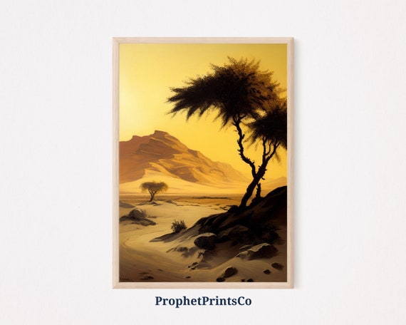 Desert Oil Painting Poster Print Middle Eastern Wall Art Arab Gift Islamic Wall Art Home Dcor Wall Art