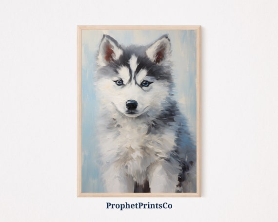 Siberian Husky Print Animal Wall Art Cute Husky Puppy Print Dog Lover Gift Puppy Nursery Art Wall Art