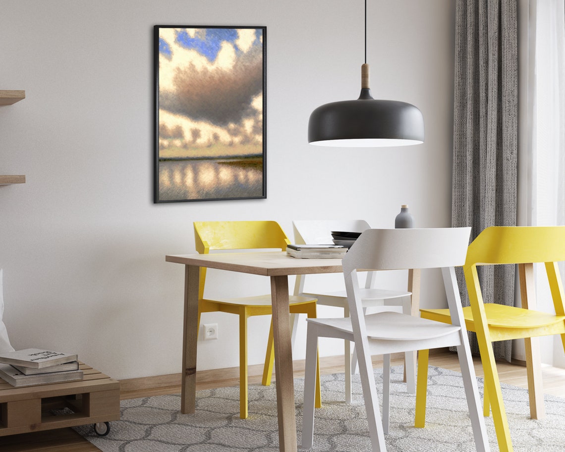 Dark Towering Storm Clouds Over Still Waters at Daybreak Poster - Image 2