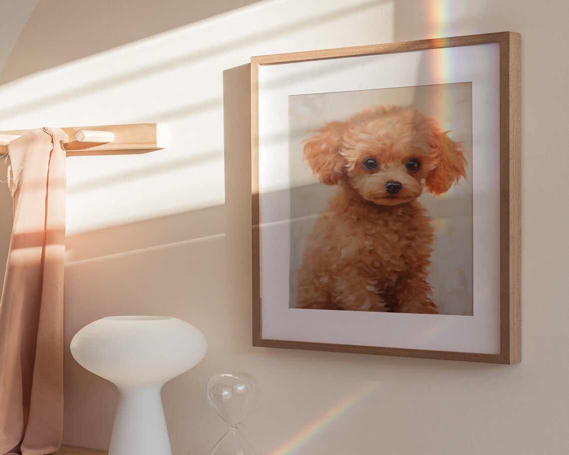 Apricot Toy Poodle Puppy Portrait Oil Painting Dog Lover Poster - Image 3