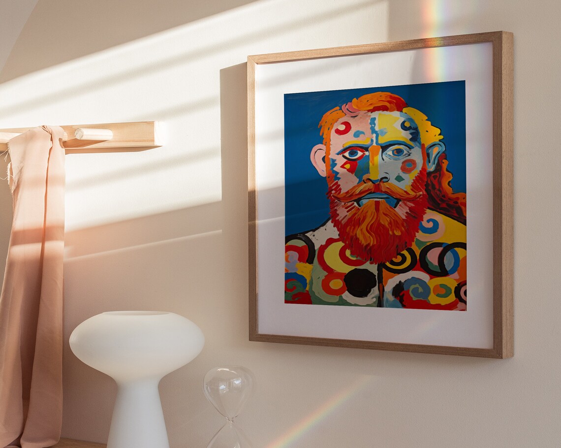 Expressionist Red Bearded Man Colorful Fauvist Portrait Poster - Image 3