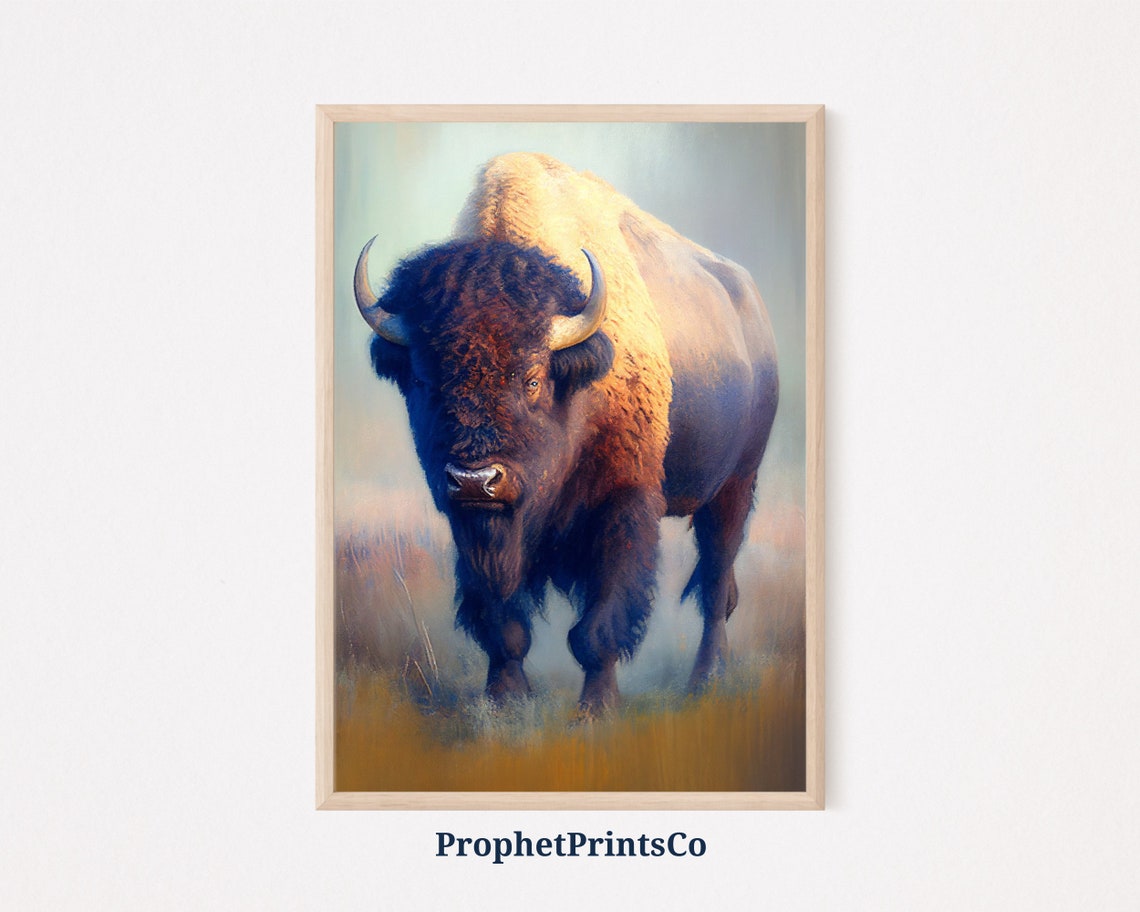 Bison Oil Painting Print Original Animal Wall Art Bison Art Print Buffalo Home Dcor Wall Art