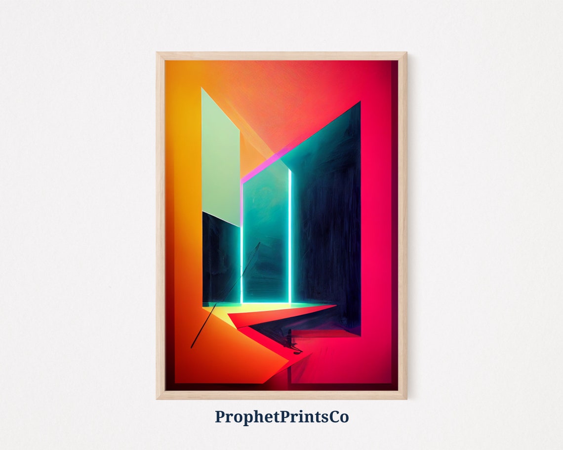 Neon Geometric Abstract Architecture Bold Color Modern Art Poster