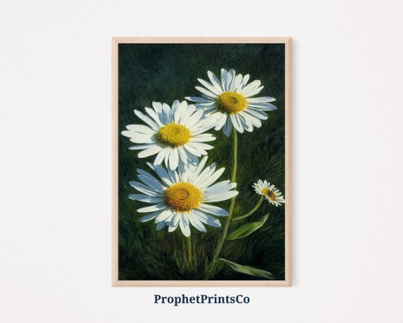 Daisy Flower Poster Print Boho Floral Wall Art Inspired By Monet Unique Botanical Home Dcor Wall Art Digitial