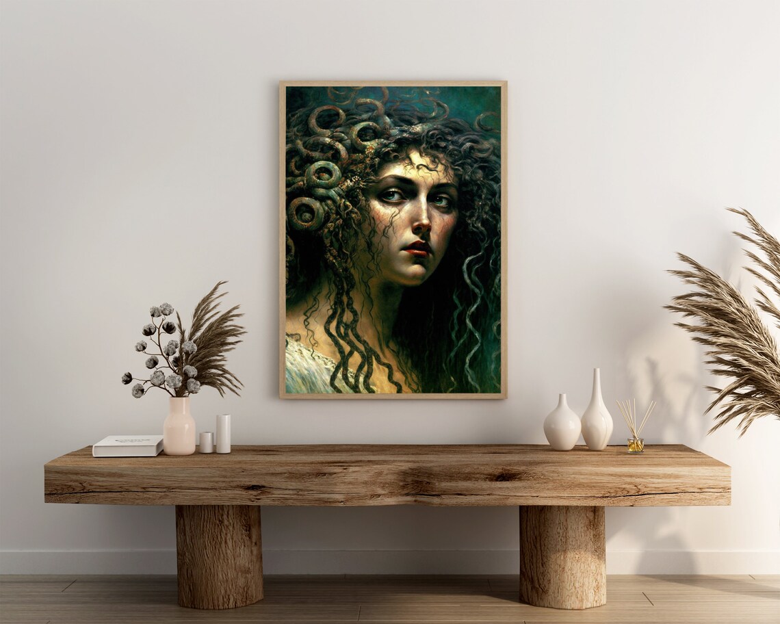 Moody Medusa Portrait With Snake Hair Dark Greek Myth Art Poster - Image 3