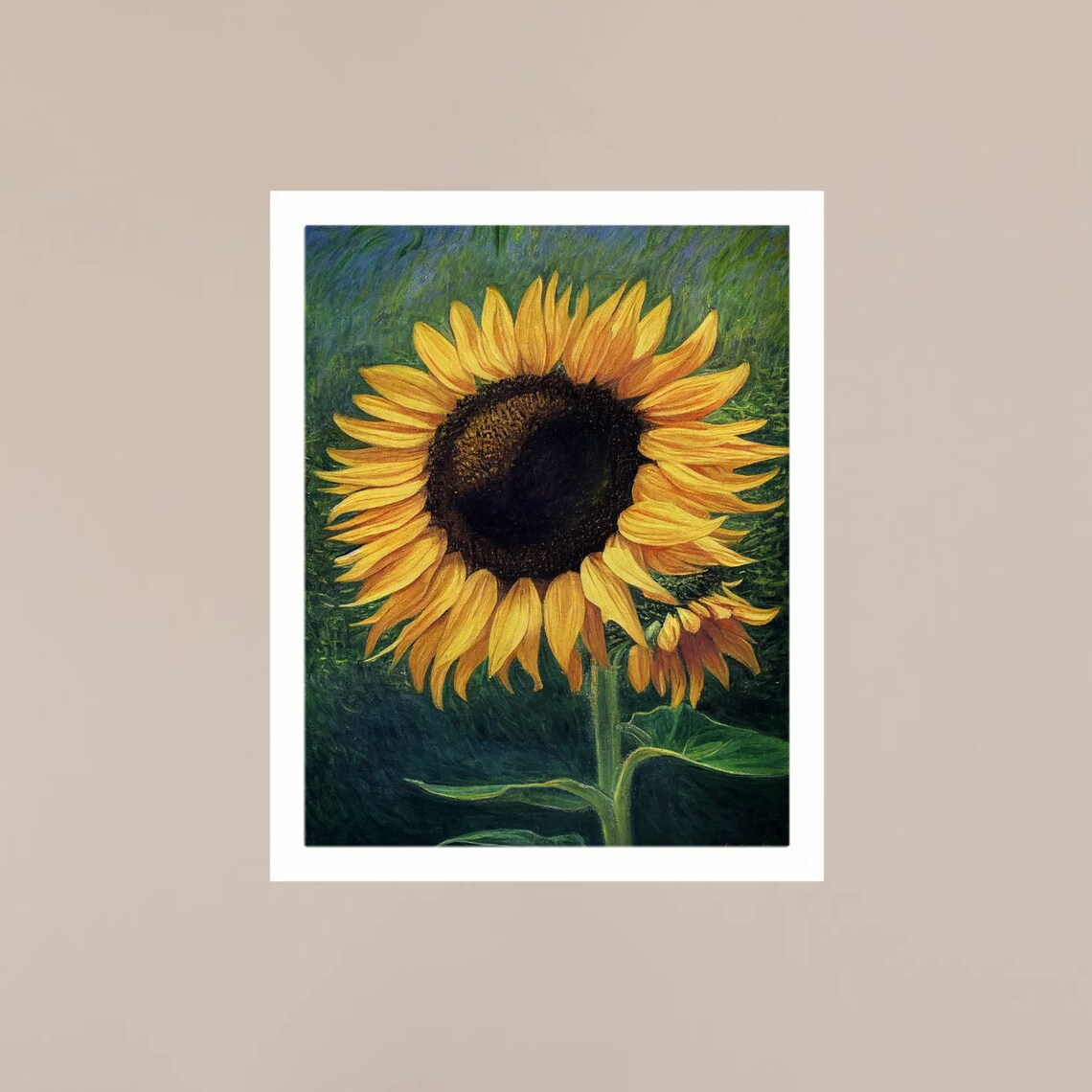 Giant Sunflower Golden Yellow Botanical Oil Painting Floral Poster - Image 3
