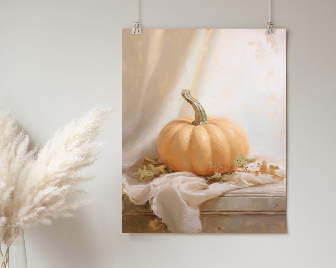 Small Orange Pumpkin Rustic Autumn Harvest Still Life Poster - Image 2