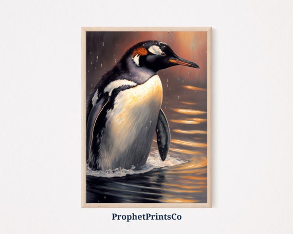 Penguin Oil Painting Poster Print Penguin Wall Art Penguin Lover Gift Cute Animal Home Dcor Wall Art Digitial