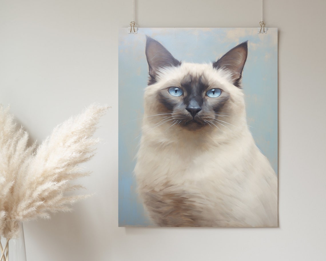 Siamese Cat Wall Art Cat Wall Decor Siamese Cat Lover Gift Cute Kitten Print Funny Cat Art Wall Art - Image 2