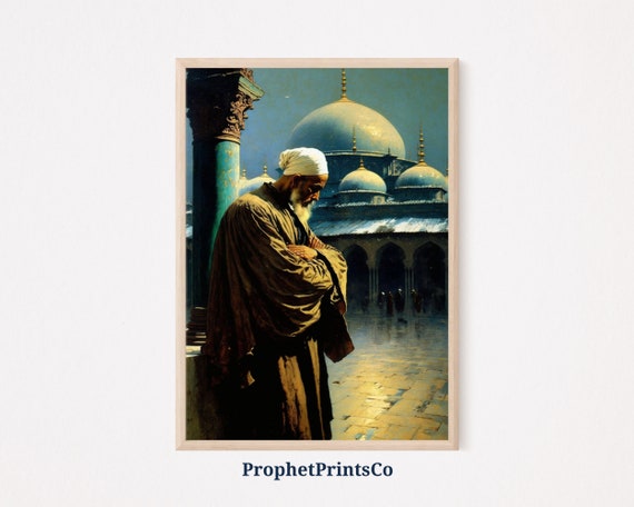 Islamic Man Poster Print Oil Painting Wall Art Inspired By Monet Modern Muslim Home Dcor Wall Art Digitial
