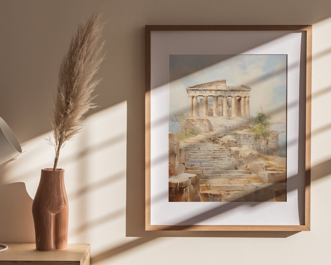 Ancient Parthenon Temple Weathered Stone Steps Greece Painting Poster - Image 4