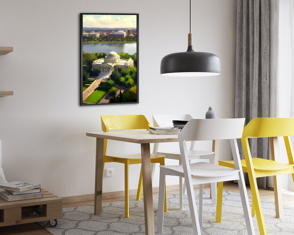 Aerial View of a Washington DC Landmark Building by the River Poster - Image 2