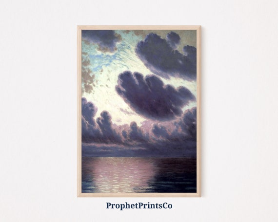 Cloud Oil Painting Poster Print Muted Farmhouse Wall Art Vintage Art Lover Gift Home Dcor Wall Art Digitial