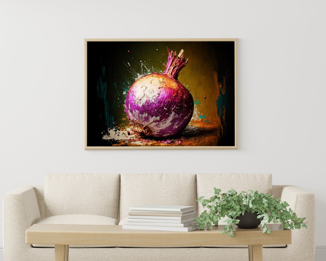 Purple Onion Close Up Still Life Colorful Kitchen Art Poster - Image 3