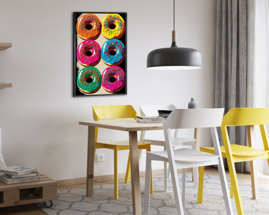 Six Dripping Glazed Donuts Pop Art Colorful Sprinkles Wall Poster - Image 2