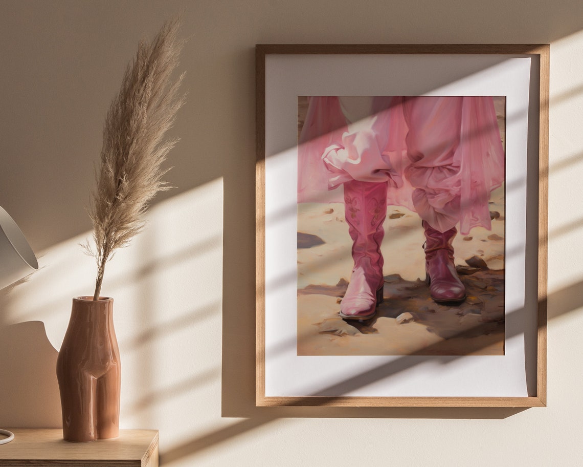 Pink Cowboy Boots Desert Walk Western Girly Style Art Poster - Image 4