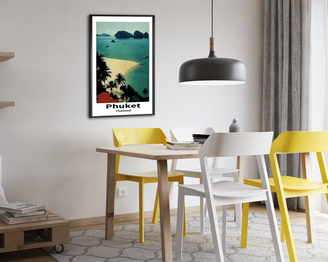 Phuket Thailand Palm Beach Limestone Islands Vintage Travel Poster - Image 2