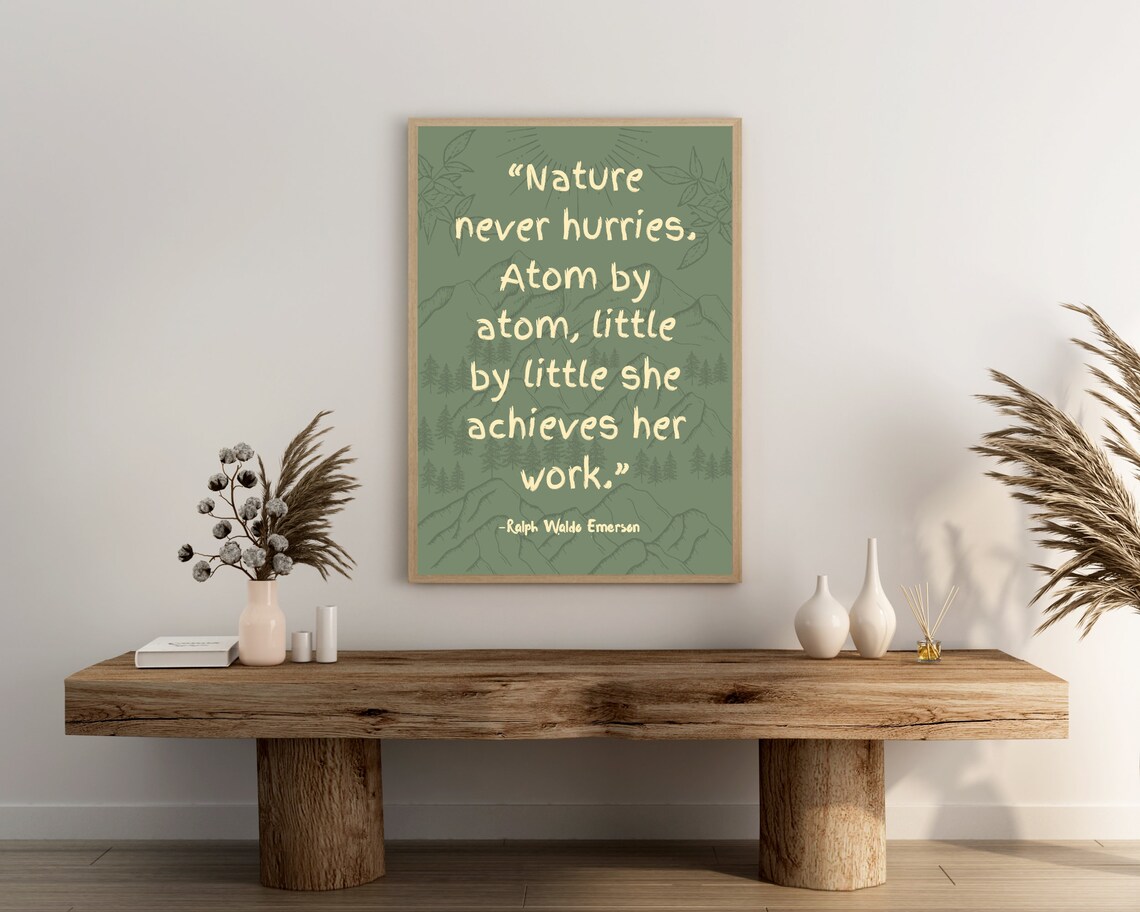 Ralph Waldo Emerson Nature Quote Patience Green Typography Poster - Image 3