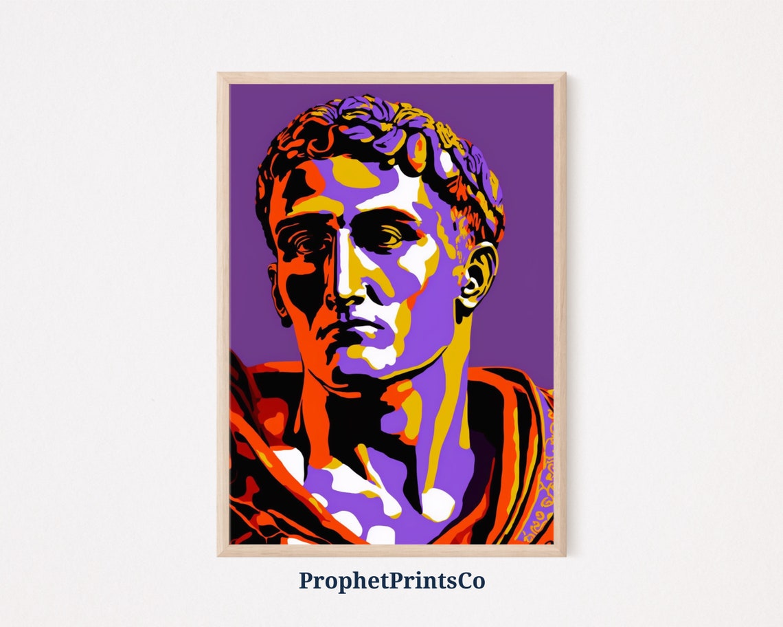 Julius Caesar Roman Bust In Vivid Purple Orange Pop Art Poster