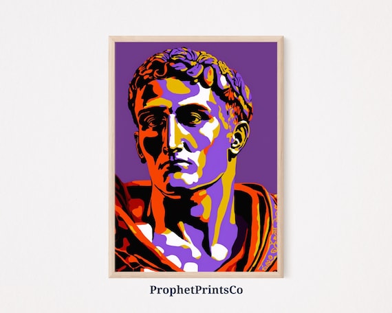 Julius Caesar Roman Bust In Vivid Purple Orange Pop Art Poster