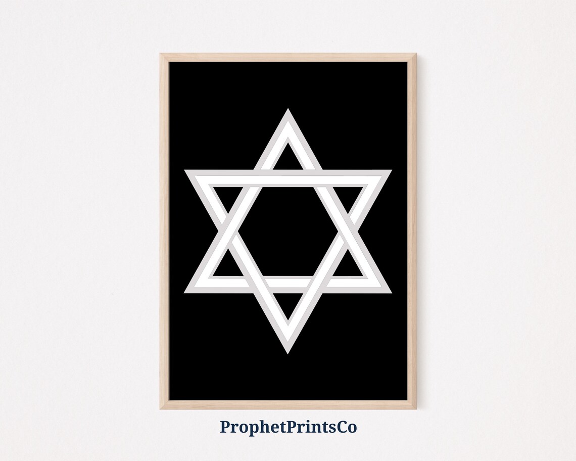 White Star of David Bold Minimalist Jewish Religious Art Poster