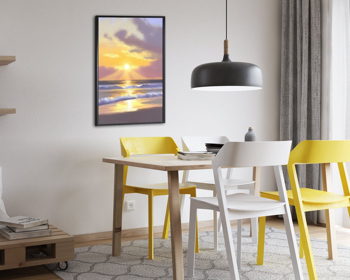 Golden Sun Over Ocean Waves Radiant Beach Sunrise Coastal Wall Poster - Image 2