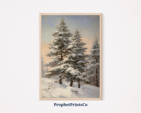 Pine Trees Print Forest Print Pine Tree Forest Wall Art Winter Wall Decor Winter Pine Forest Wall Art