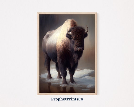 Bison Oil Painting Print Original Animal Wall Art Bison Art Print Buffalo Home Dcor Wall Art
