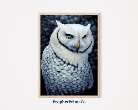 Snowy Owl Poster Print Vintage Oil Painting Wall Art Cute Owl Lover Gift White Owl Home Dcor Wall Art Digitial