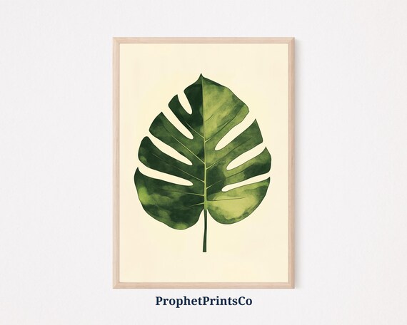 Monstera Leaf Print Tropical Art Greenery Decor Botanical Leaf Art Minimalist Plant Art Nature Inspired Decor