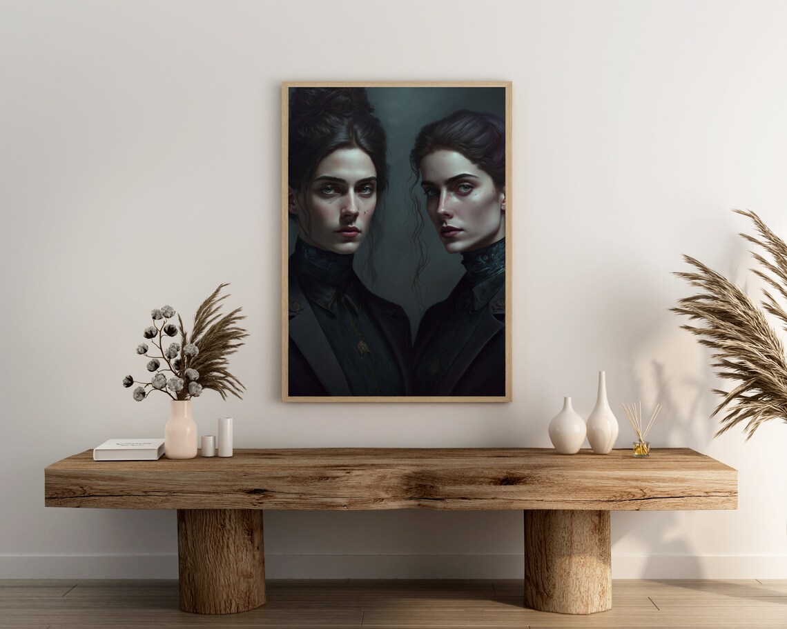 Dark Academia Victorian Women Portrait Moody Gothic Oil Painting Poster - Image 3