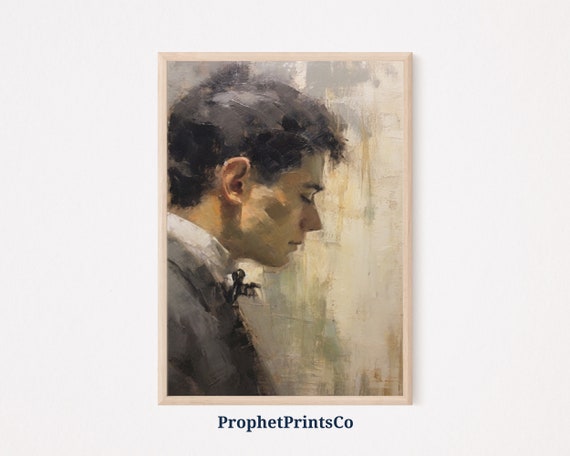 Vintage Man Portrait Oil Painting Moody Wall Art Victorian Wall Art Farmhouse Art Home Dcor Wall Art