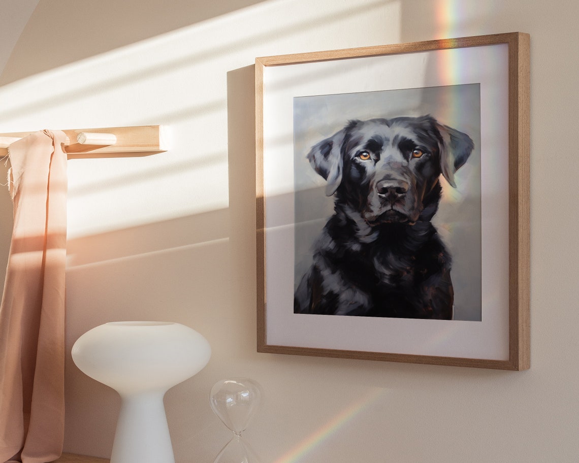 Black Labrador Front Facing Oil Painting Pet Portrait Poster - Image 3