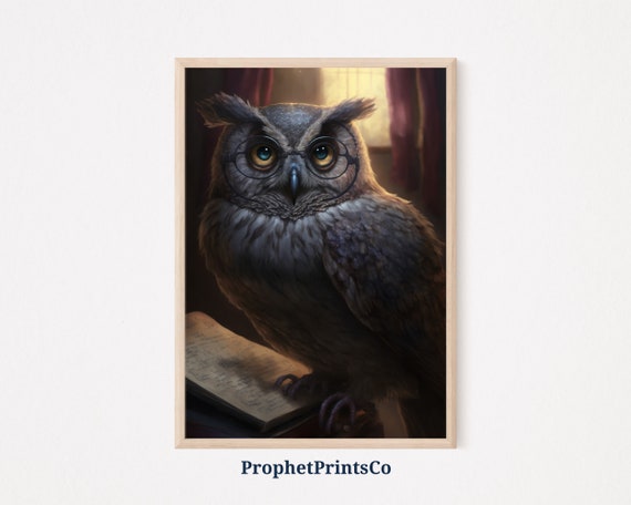 Dark Academia Owl Poster Print Vintage Oil Painting Wall Art Owl Gift Moody Bird Home Dcor Wall Art Digitial