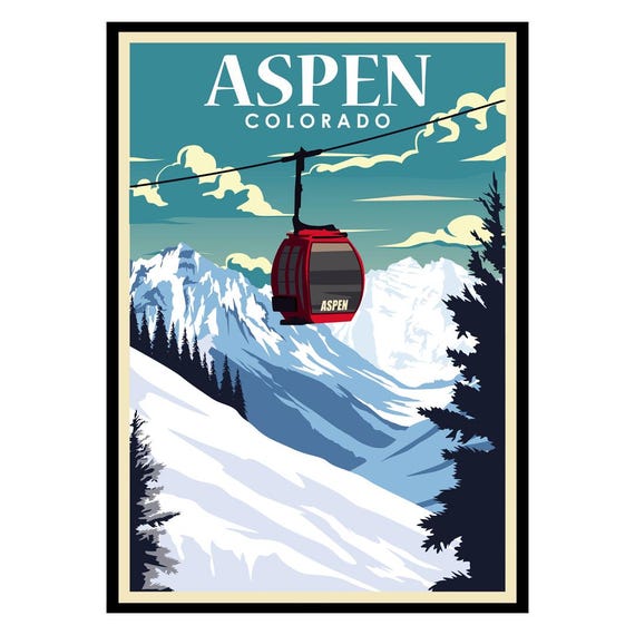 Aspen Colorado Poster Ski Gondola Art Print