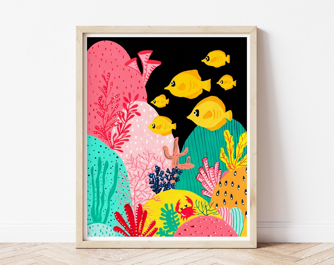 Under The Sea Art Print, Colorful Ocean Scene