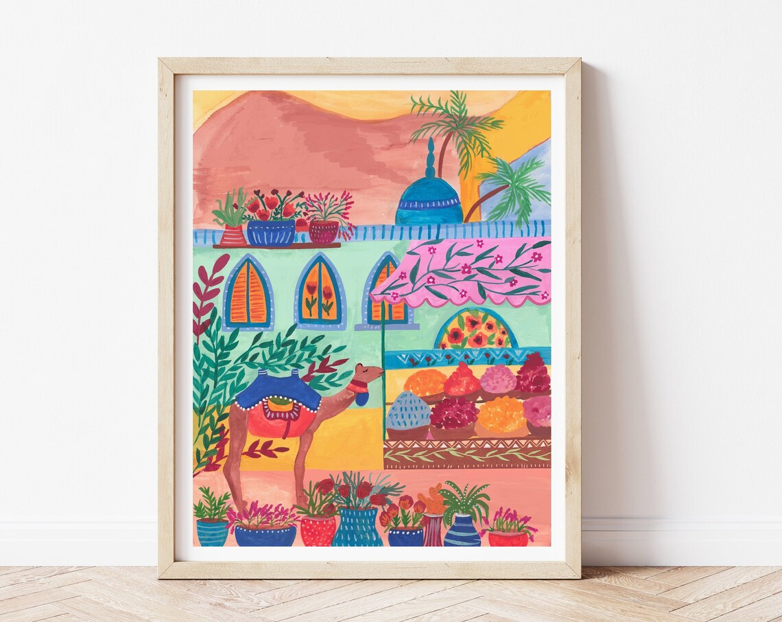 Camel Art Print, Egypt Travel Poster for Housewarming
