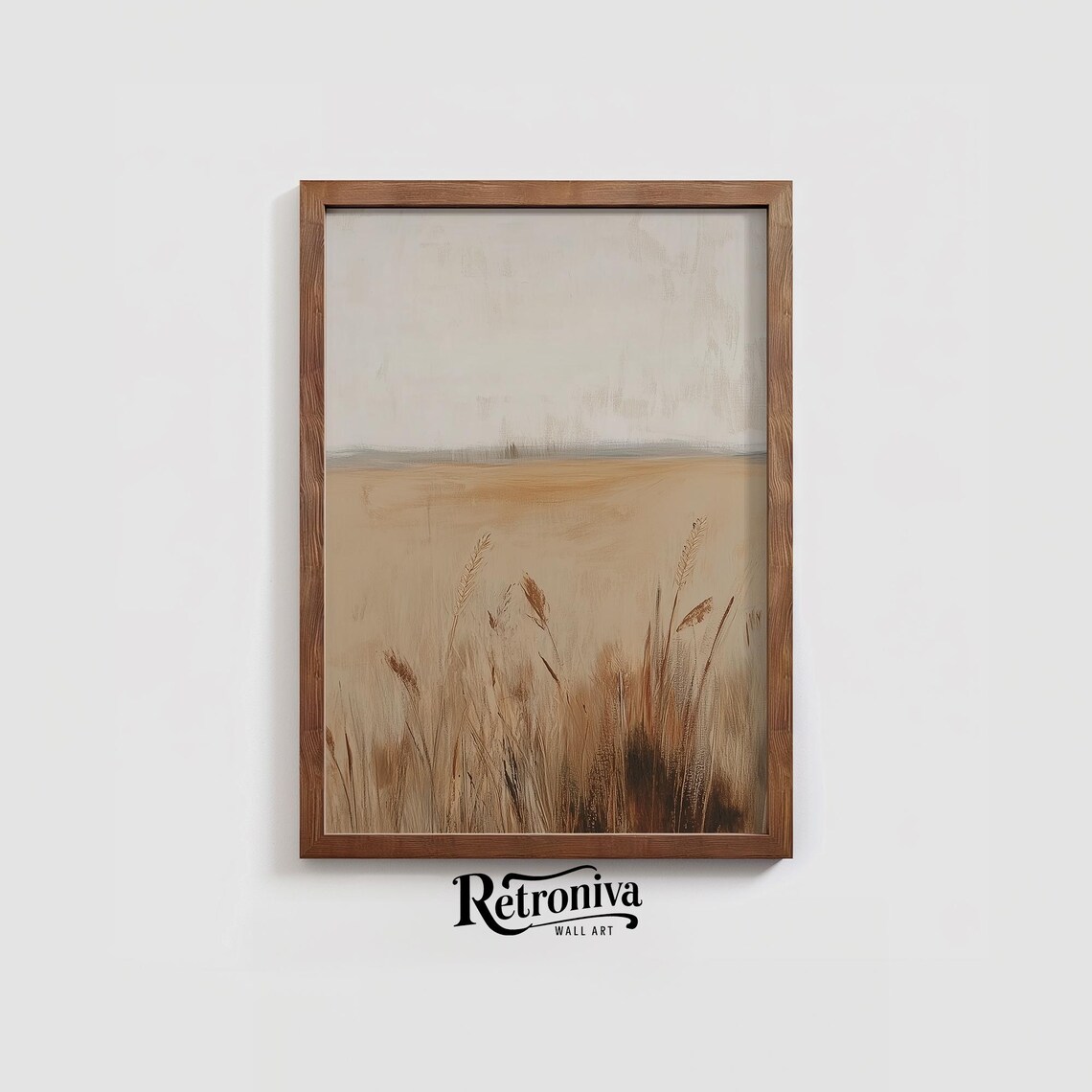 Autumn Wheat Field Landscape Vintage Oil Painting - Image 4