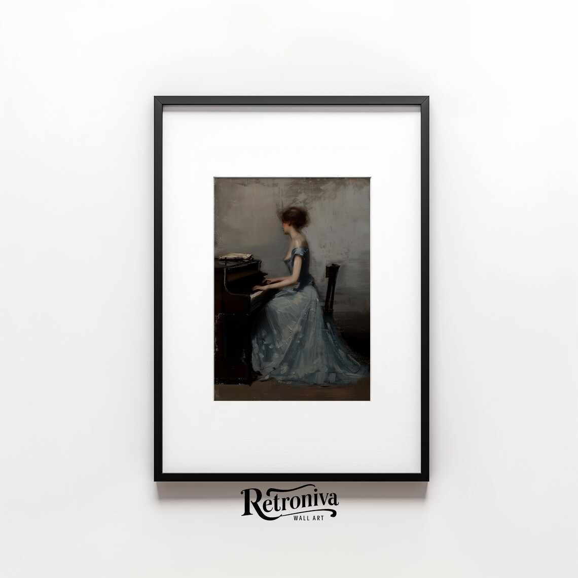 Antique Piano Playing Woman Portrait Art Print - Image 3