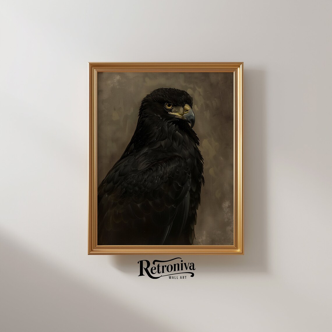 Black Eagle Portrait Dark Moody Wildlife Vintage Bird of Prey Poster - Image 2
