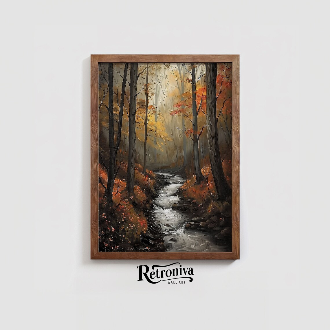 Moody Autumn Forest Landscape, Woodland Art Print - Image 4