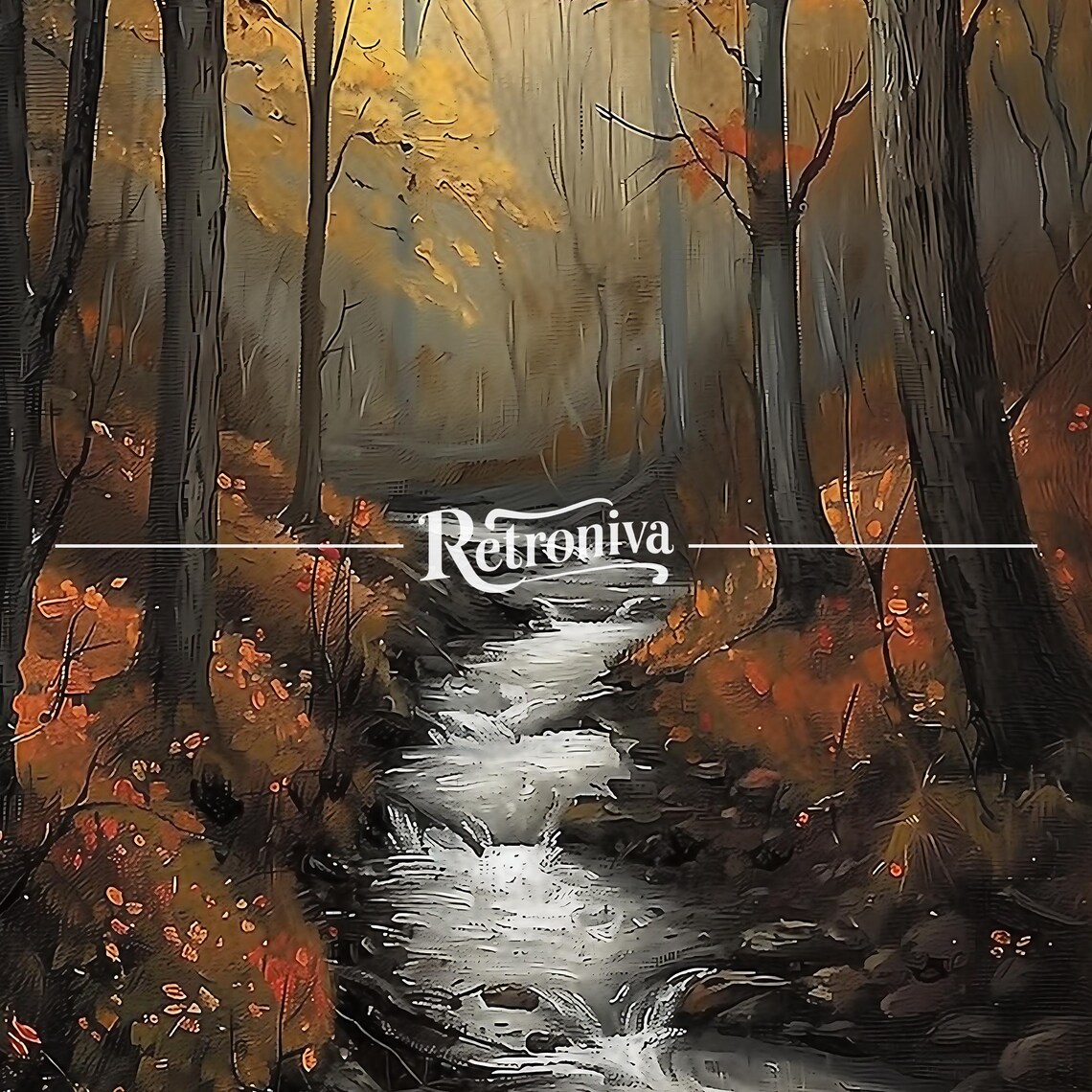 Moody Autumn Forest Landscape, Woodland Art Print - Image 7