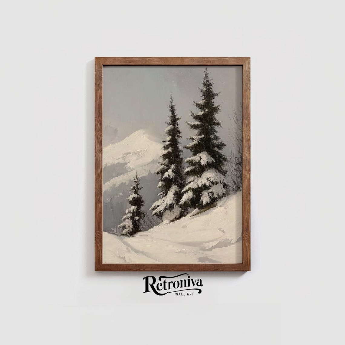 Rustic Winter Mountain With Snow Covered Pines And Distant Peak Poster - Image 4