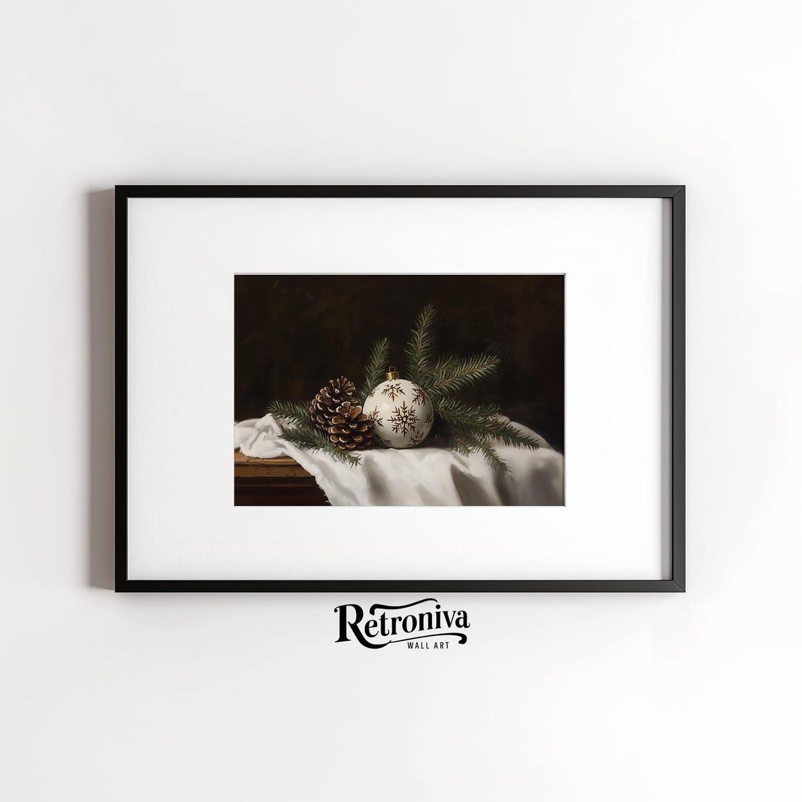 Christmas Still Life With Pinecones And Snowflake Ornament Poster - Image 4