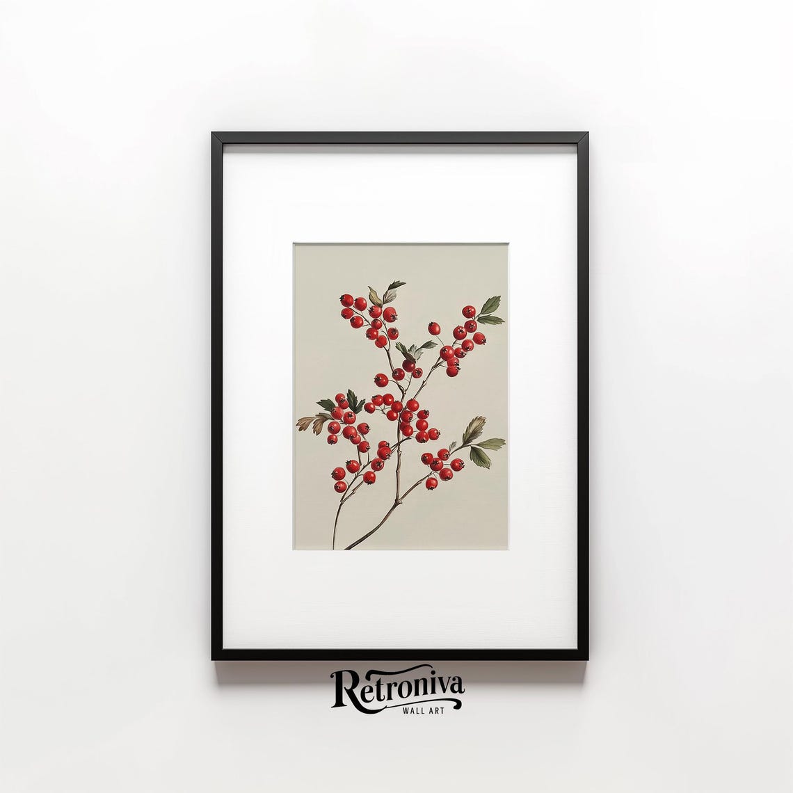 Vintage Botanical Study Of A Branch With Bright Red Berries Poster - Image 6