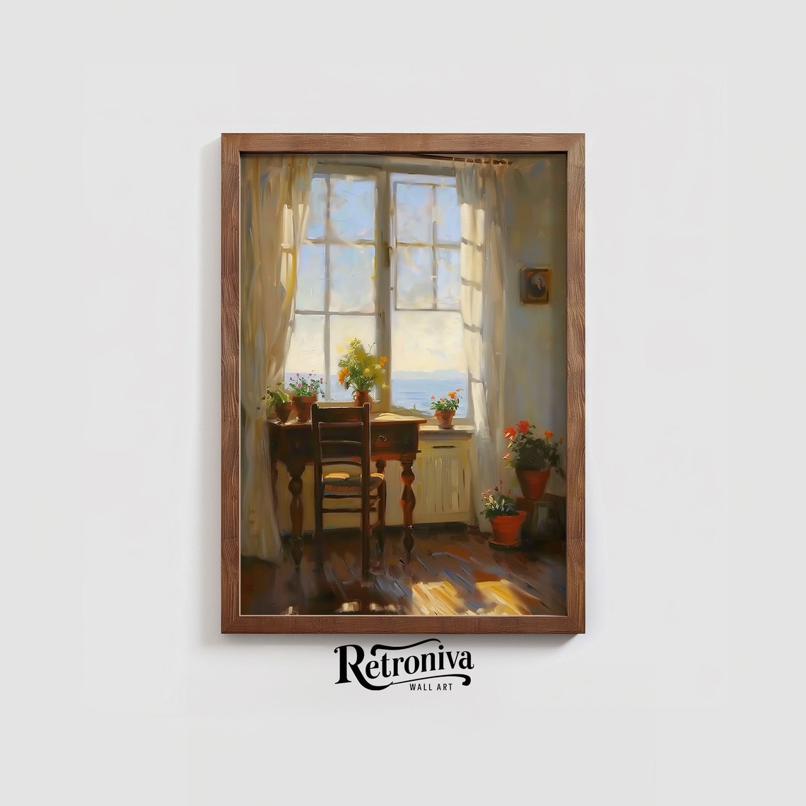Sunlit Coastal Interior With Window View Over The Sea Poster - Image 4