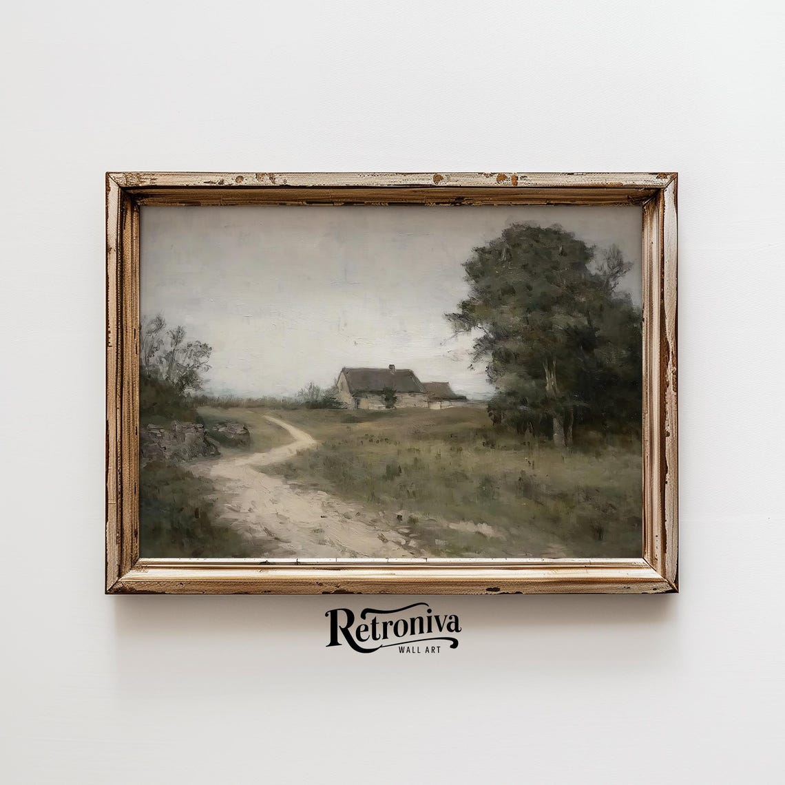 Rustic Countryside Cottage Landscape Vintage Oil Painting Moody Country Art Print Farmhouse Wall Decor Retroniva Art Lnd 013 - Image 4