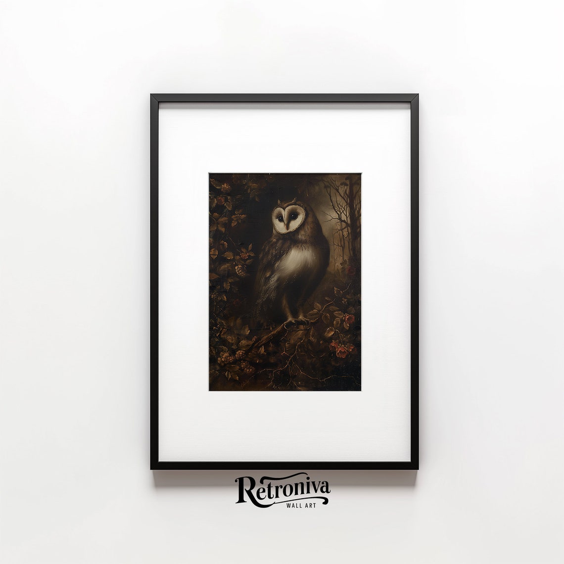 Antique Owl Portrait Oil Painting Dark Academia Amimal Print Vintage Bird Painting Moody Wall Art Retroniva Art Anm 005 - Image 6